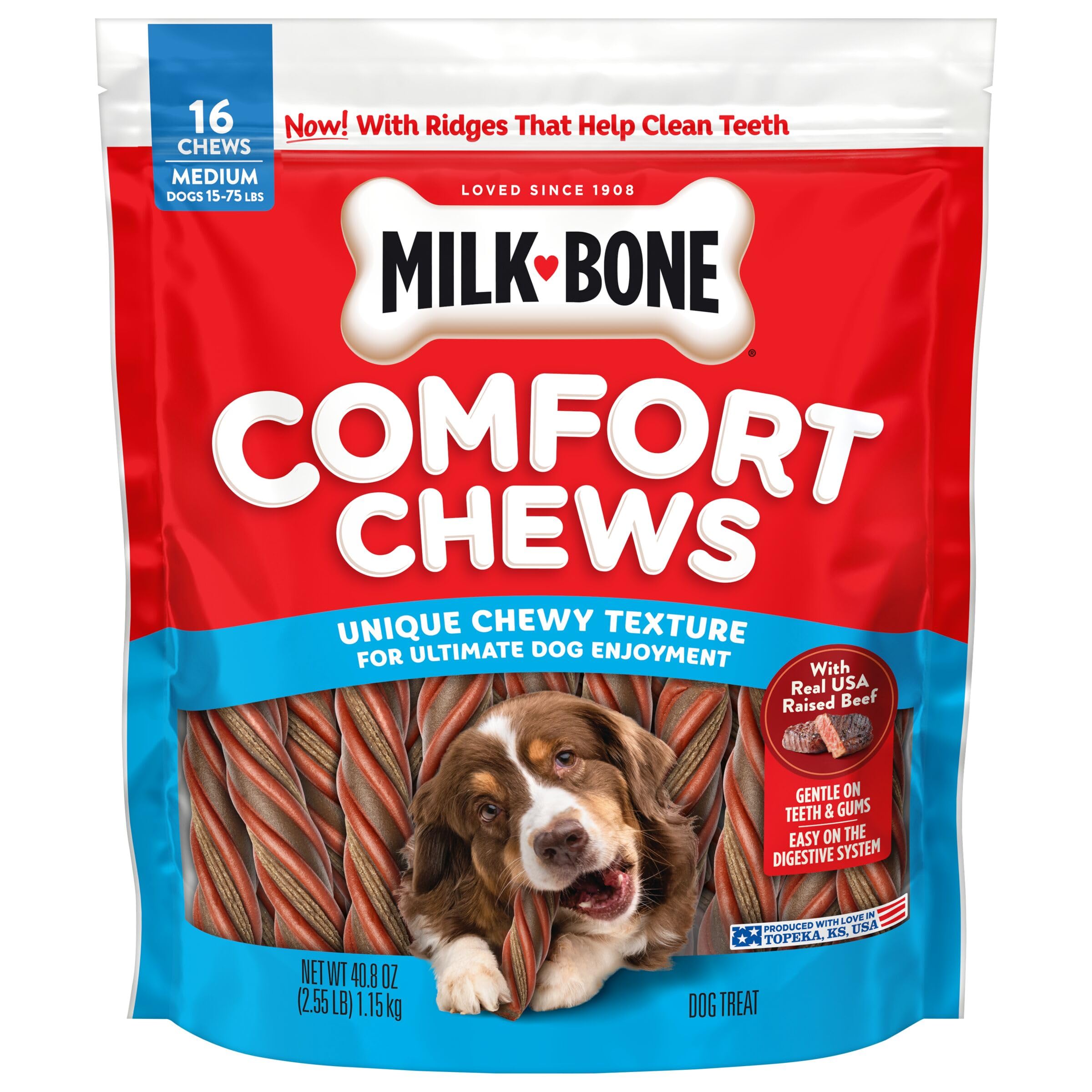 Milk-Bone empaque lateral con información nutricional y sellos de calidad