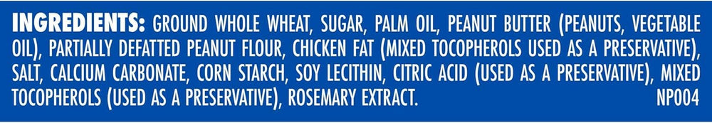 Milk-Bone etiqueta de ingredientes resaltando sin conservantes artificiales