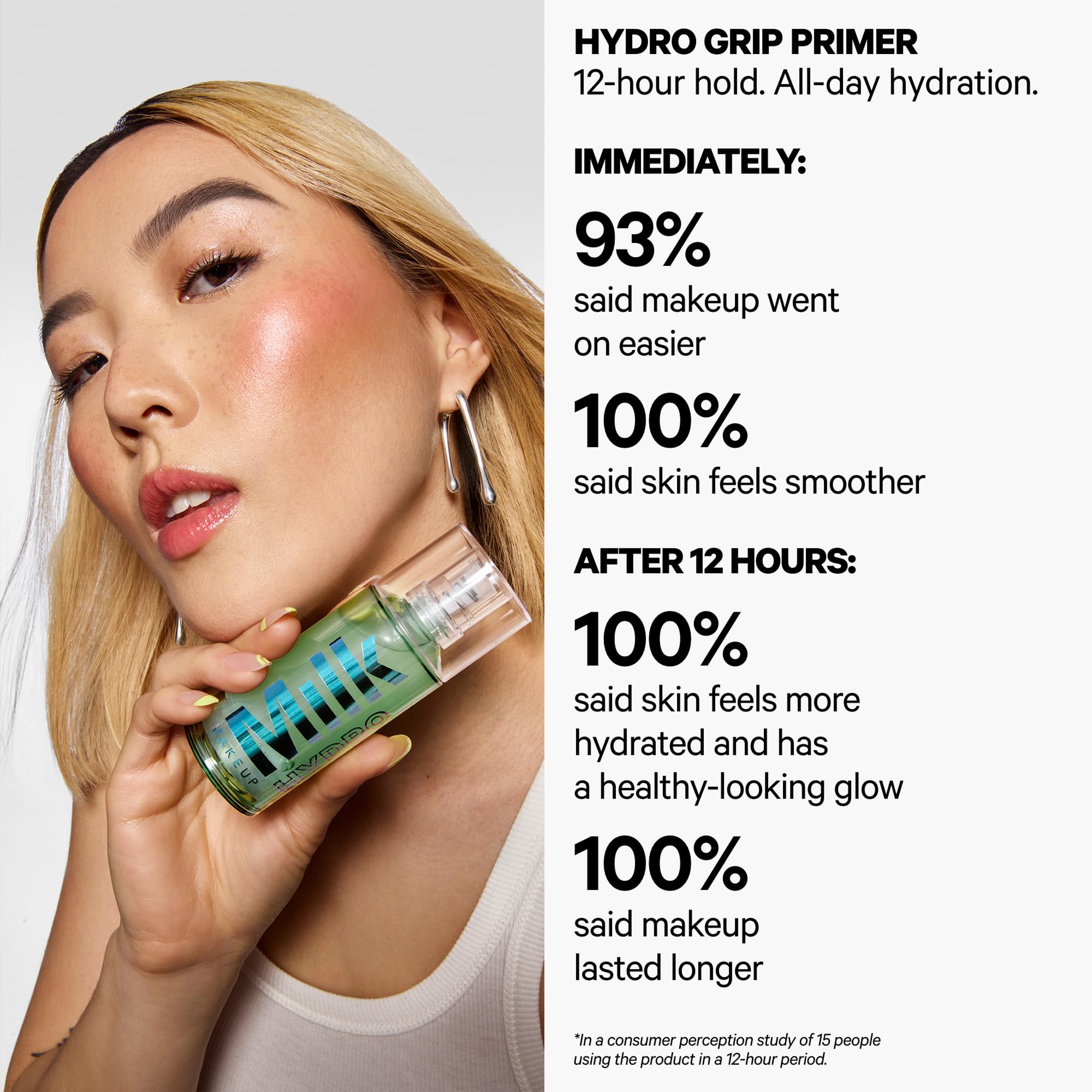Milk Makeup primer en gel textura cercana que resalta hidratación y acabado jugoso