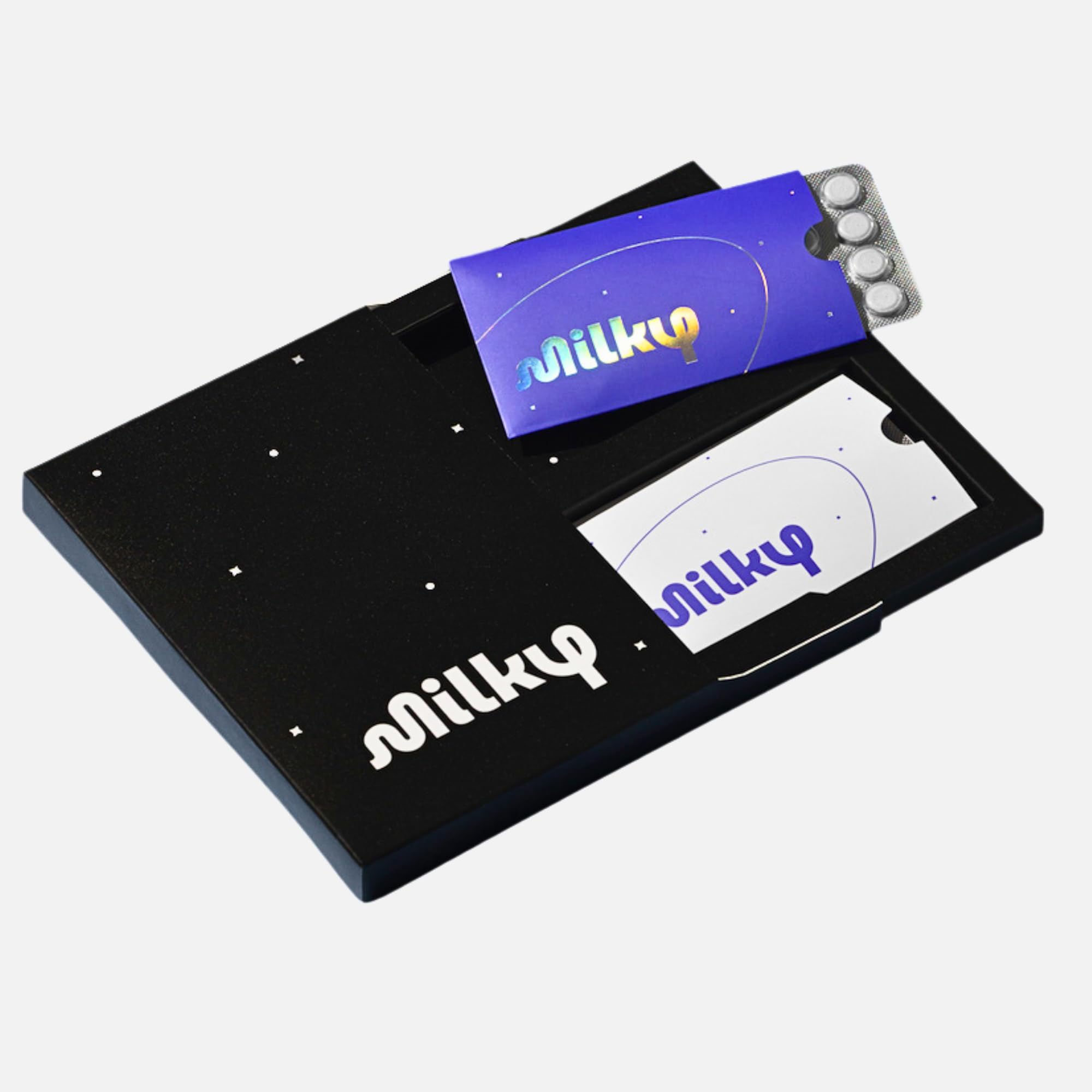 Milky frontal pack Astral Violet mostrando diseño y conveniencia