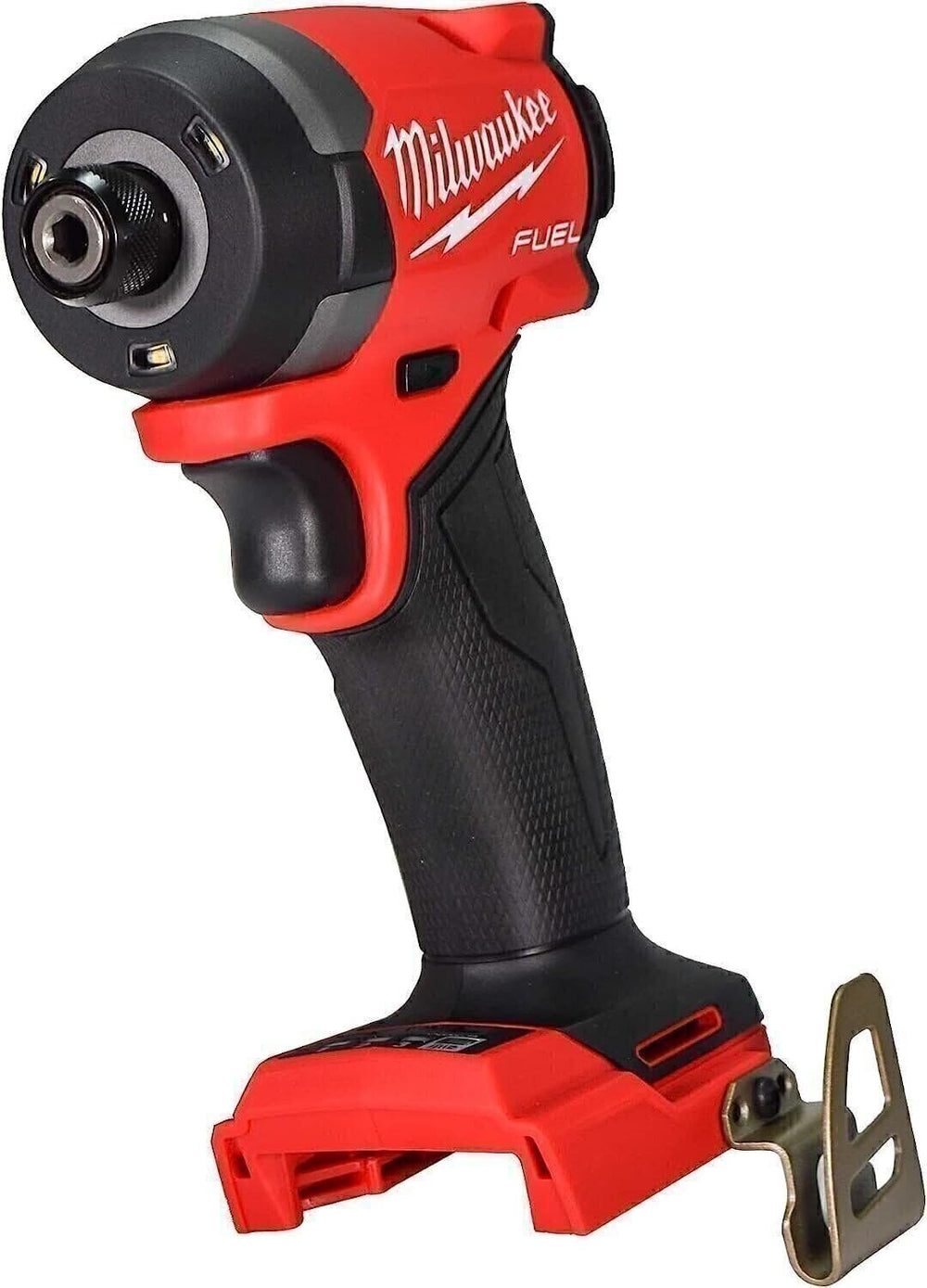 Milwaukee 2953-20 vista lateral con clip metálico para transporte eficiente