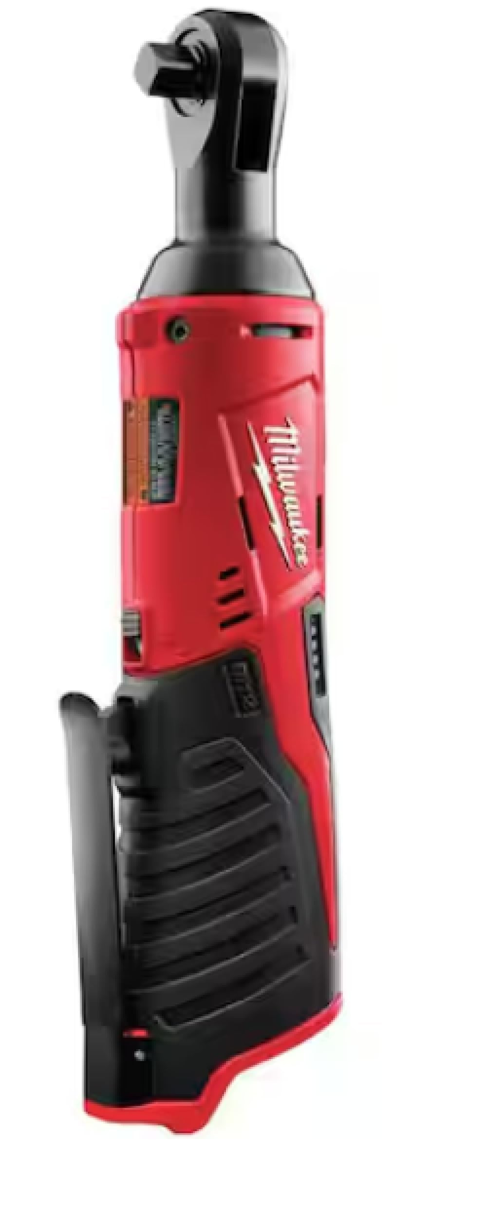 Milwaukee carraca frontal mostrando gatillo y luz LED para visibilidad en trabajo
