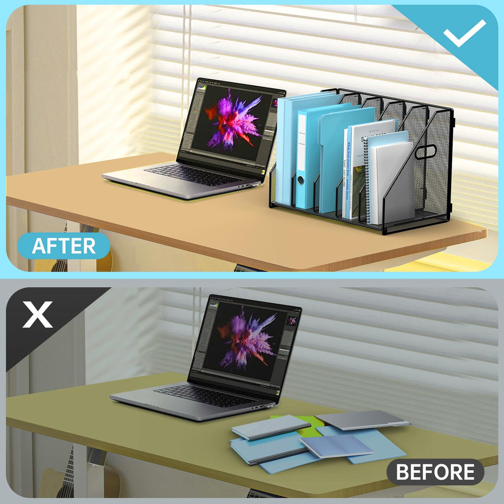 MINDEPOT comparación de tamaño junto a laptop para referencia de escala