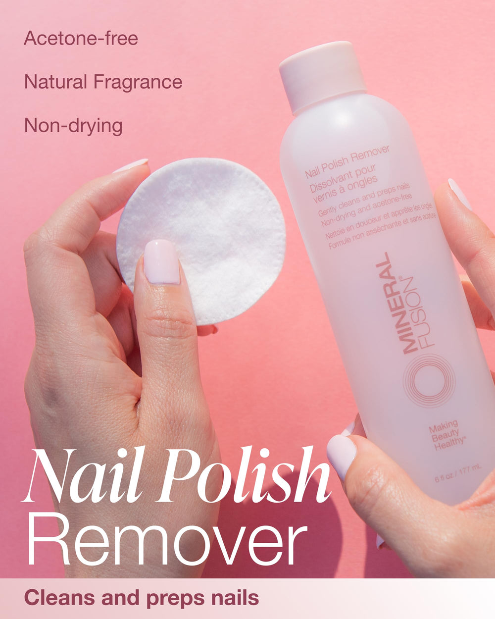 Mineral Fusion bottle top open showing easy-pour design benefit