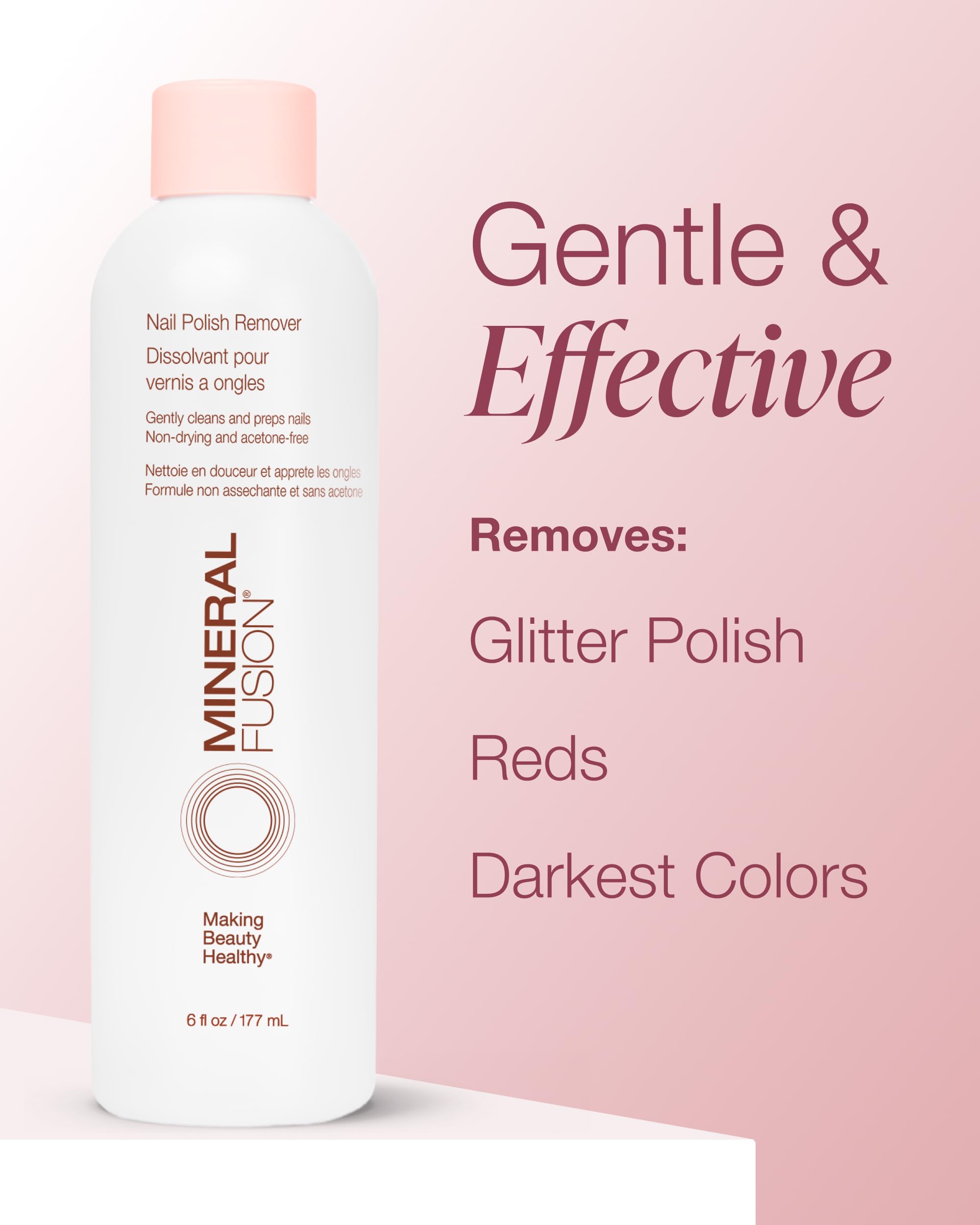 Mineral Fusion removing glitter polish with less scrubbing benefit
