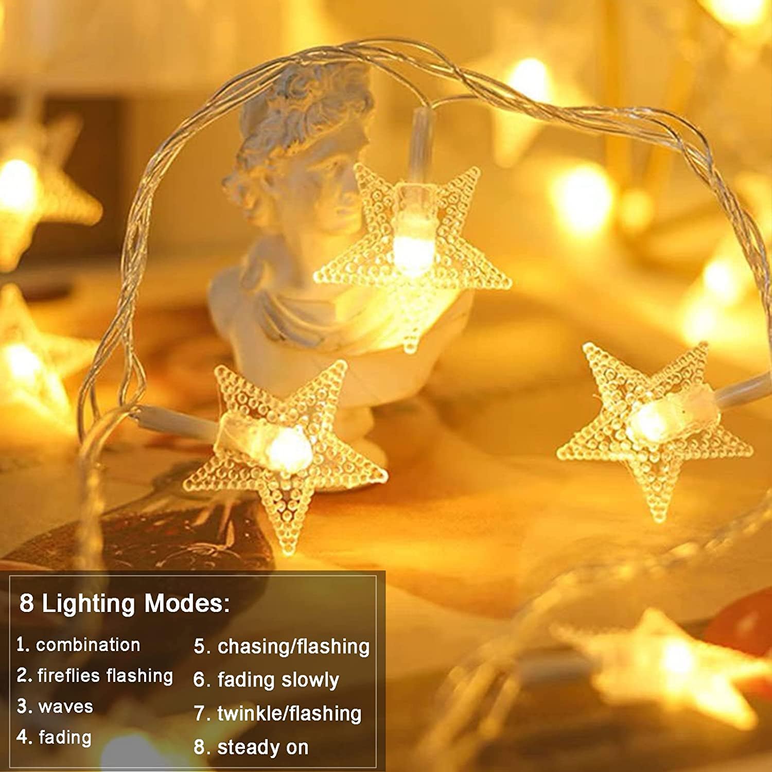 Minetom primer plano de una estrella LED mostrando forma y acabado duradero