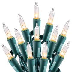 Minetom frente del paquete mostrando 100 luces y cable verde útil para planificación