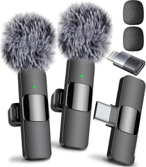 Mini Mic Pro vista frontal del micrófono y empaque, calidad profesional inmediata