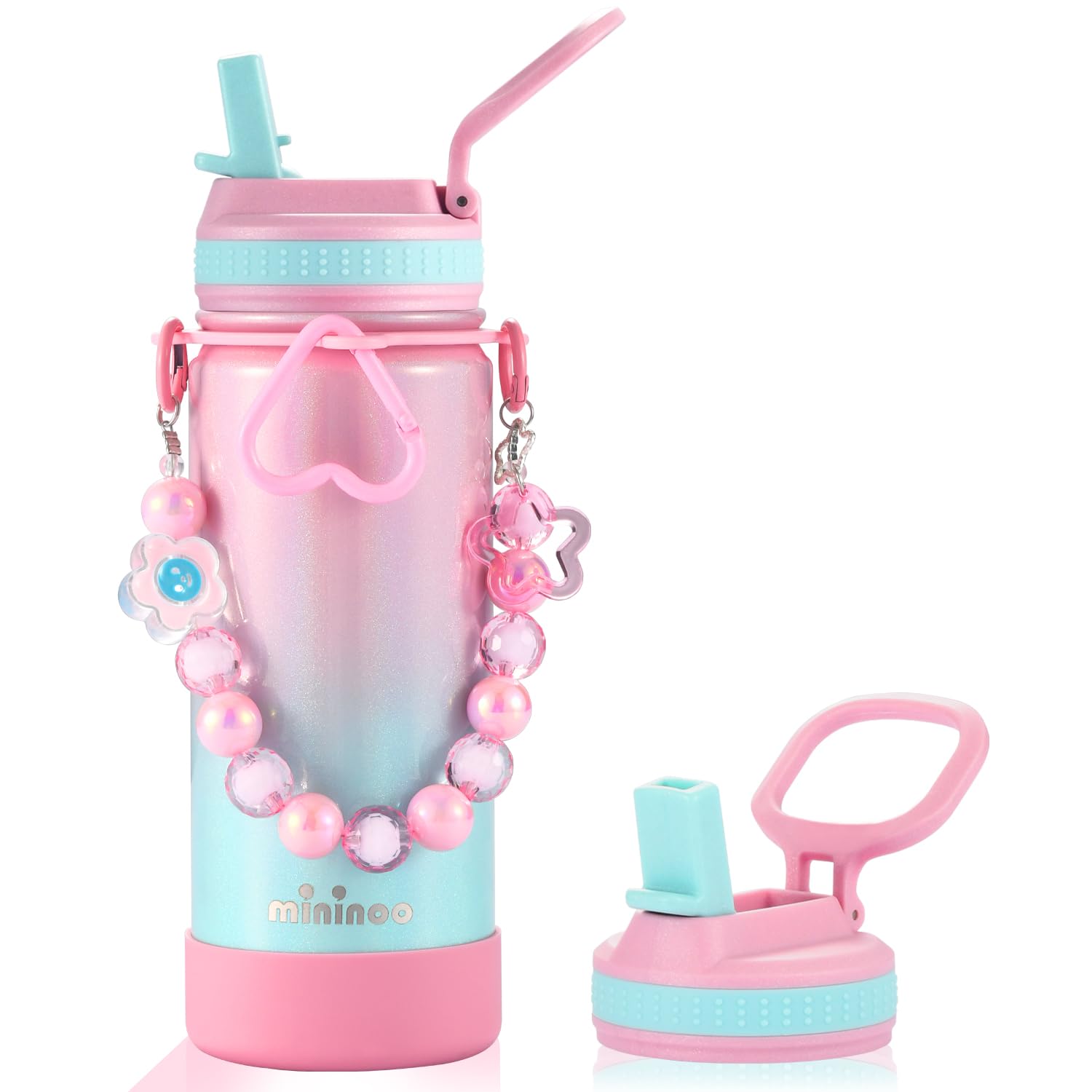 mininoo botella frontal arcoíris brillante que atrae a niños