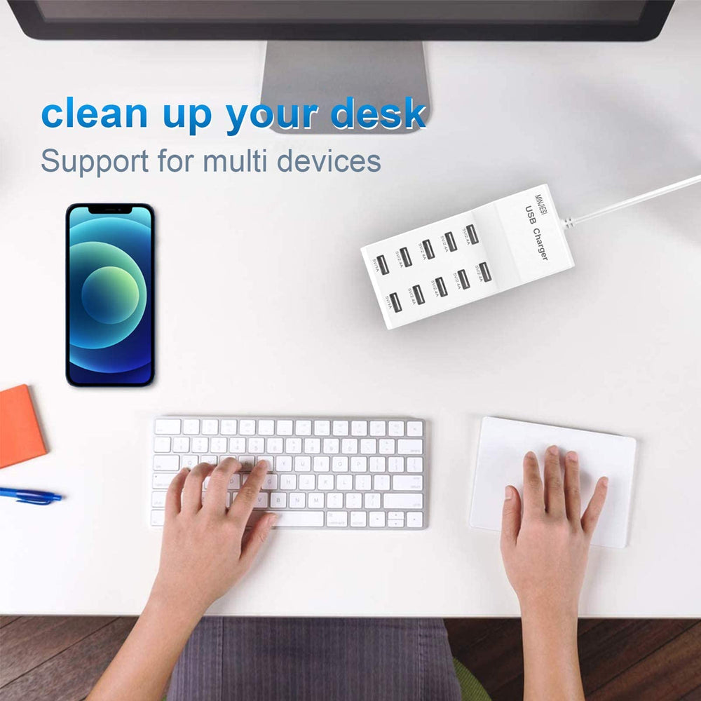 MINJIESI detalle del panel de puertos USB con detección inteligente de corriente