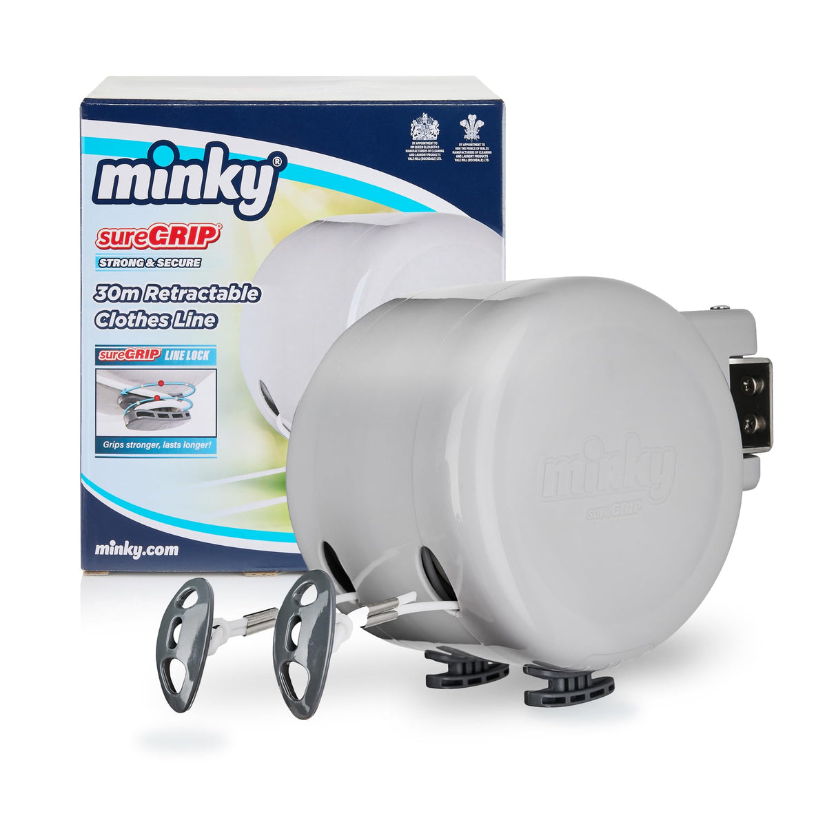 Minky front view mounted on wall showing compact storage benefit