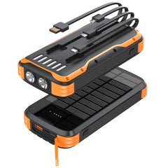 MINRISE panel frontal del power bank mostrando el diseño y la placa solar, útil en emergencias