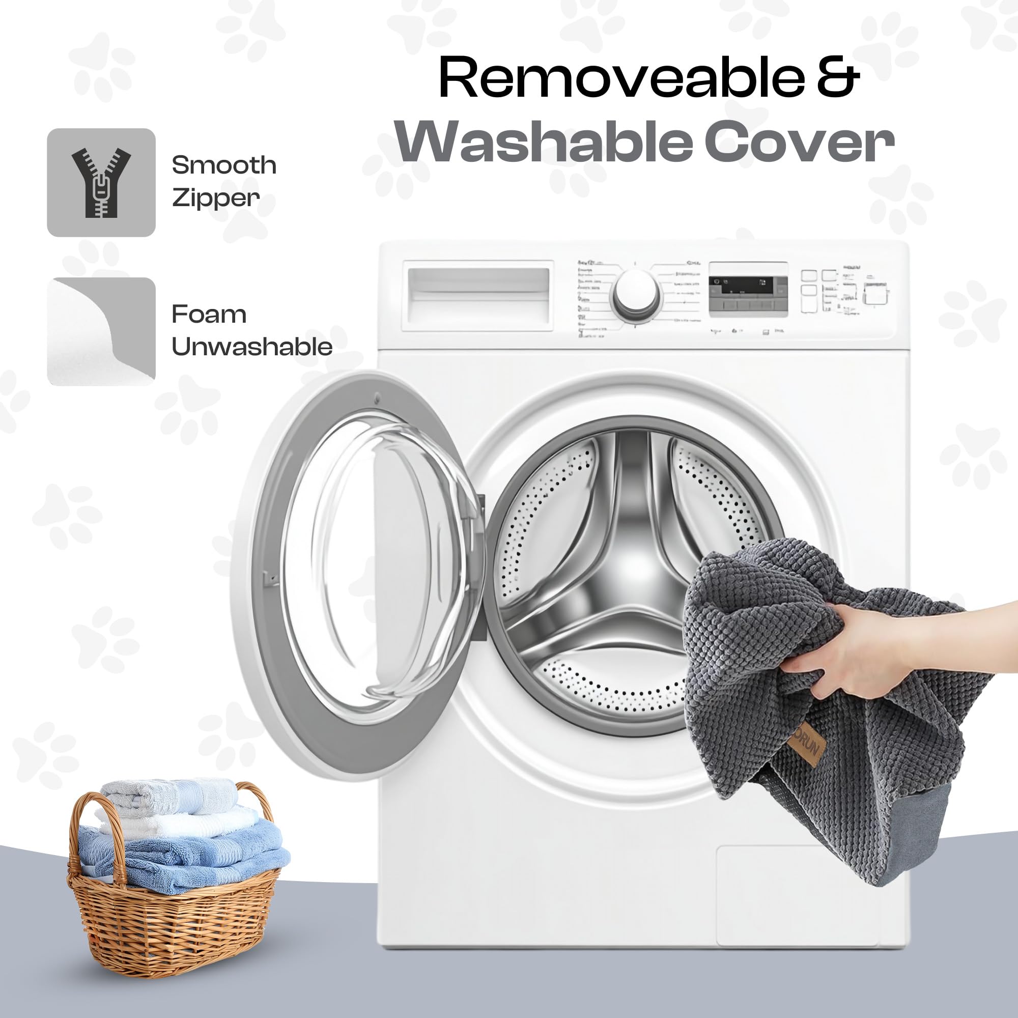 Miorun unzipped removable cover showing washable convenience benefit
