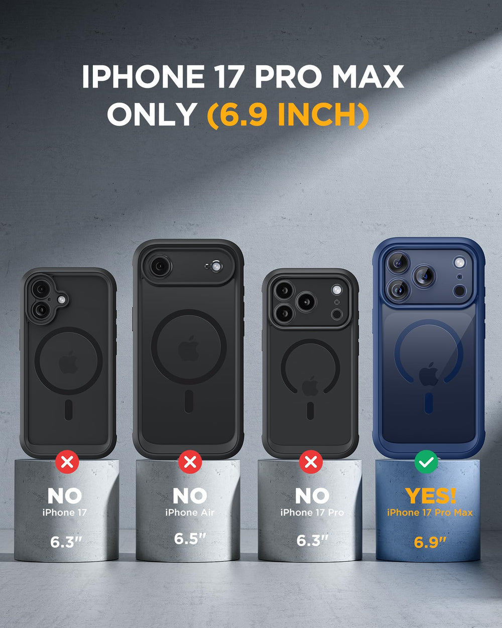 Miracase funda junto a una regla para comparar tamaño y cobertura completa del teléfono