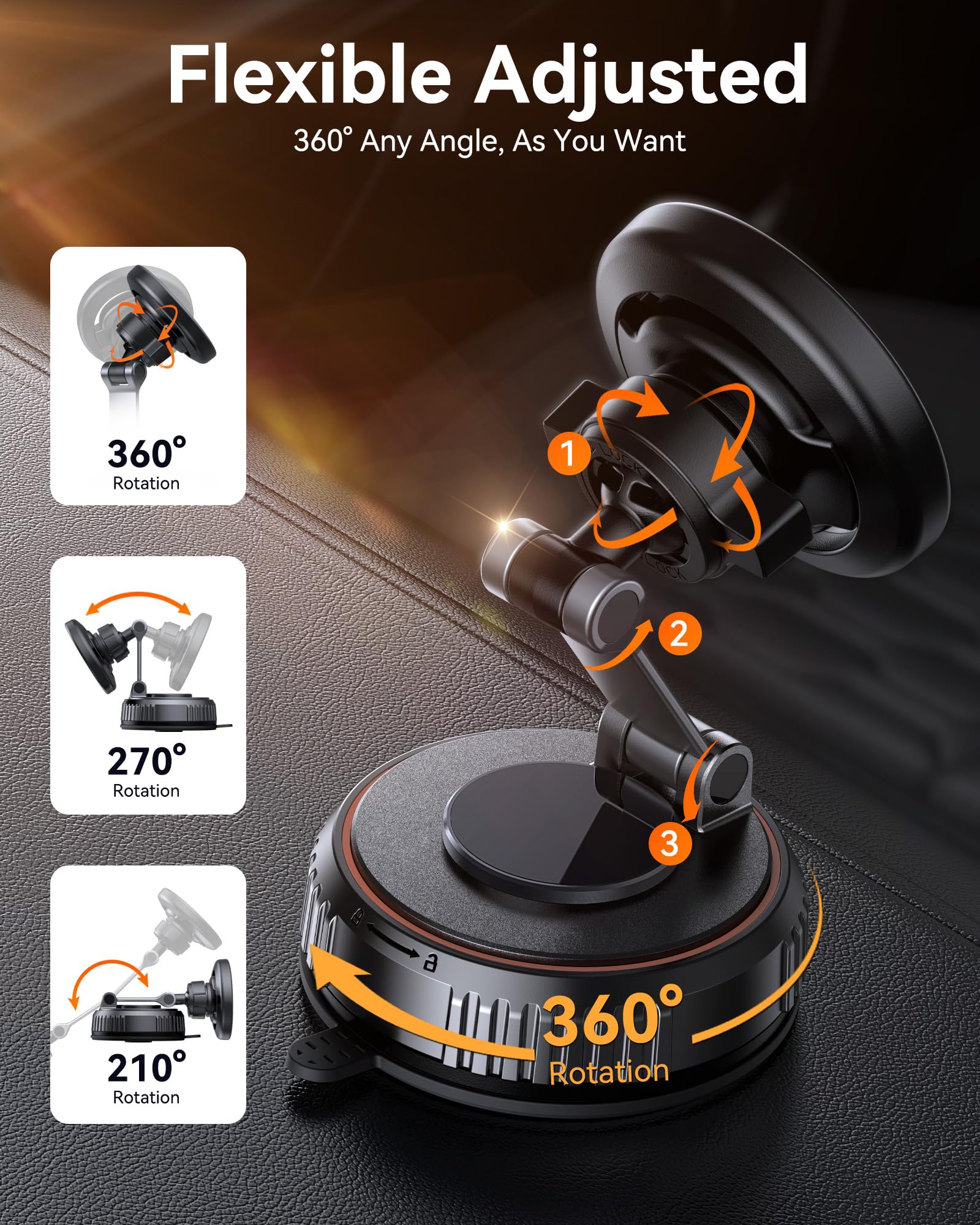 Miracase vista del montaje con rotación 360 grados para optimizar ángulo