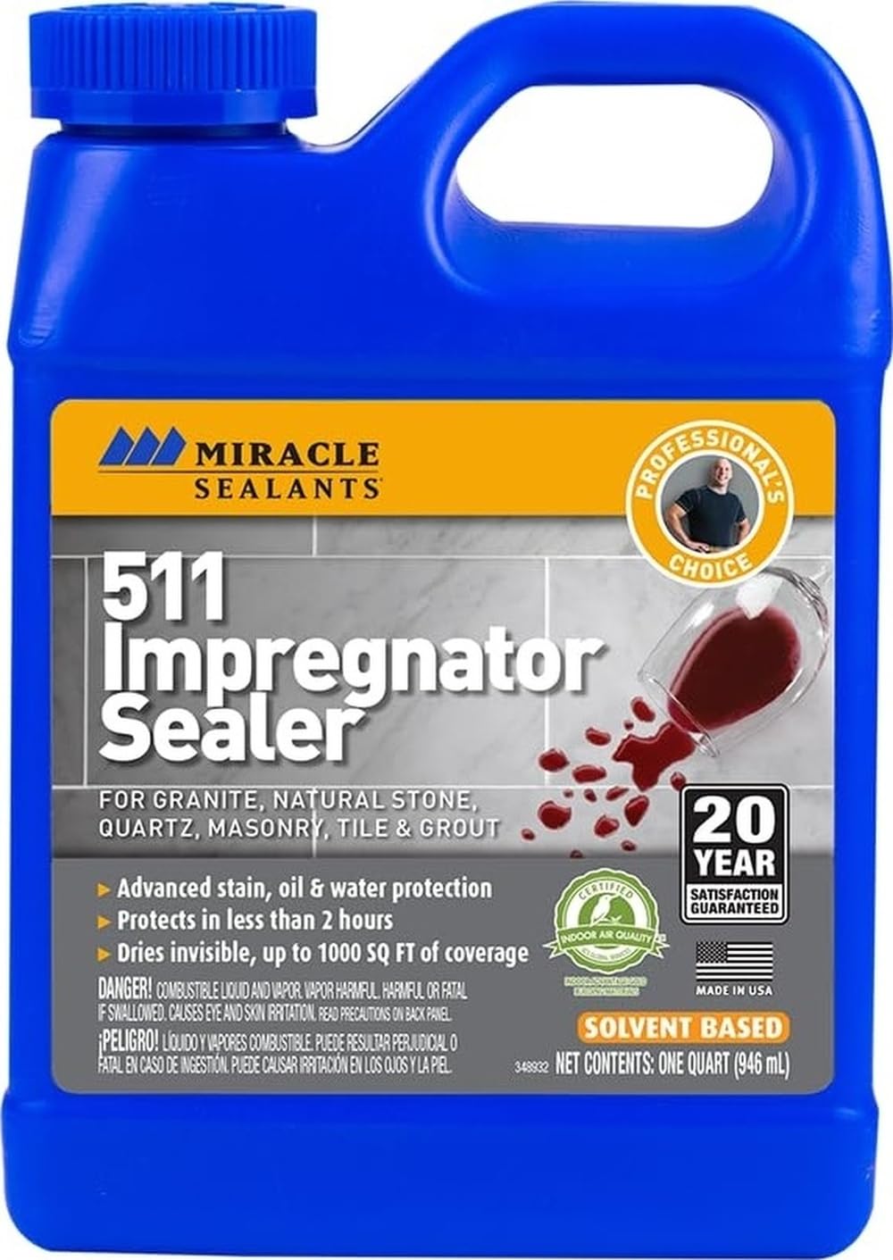 Miracle Sealants envase frontal mostrando sellador Quart y beneficio de protección