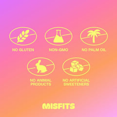 Misfits barra en mano lista para comer, portátil y saciante