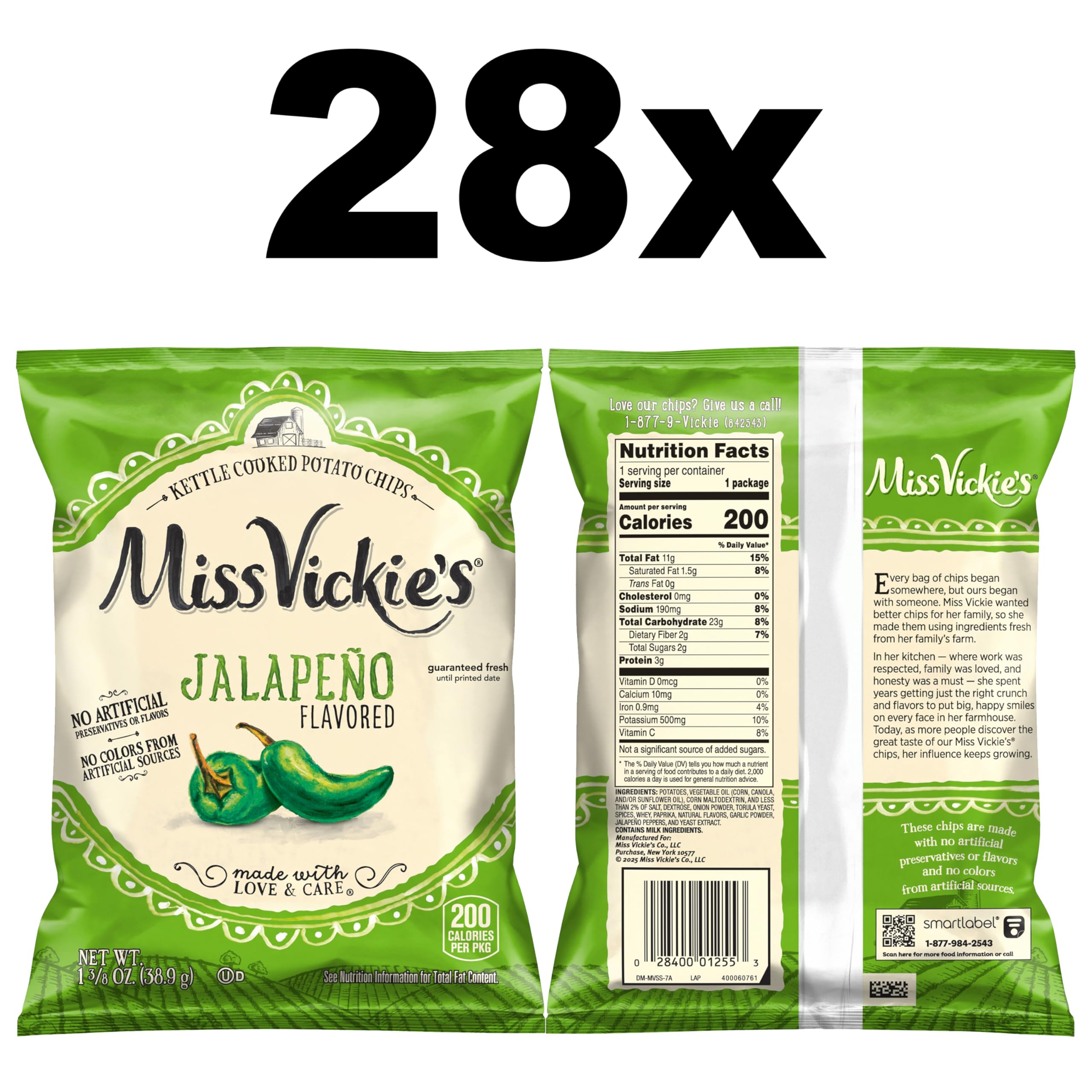 Miss Vickie's rebanadas gruesas y textura crujiente para mayor satisfacción