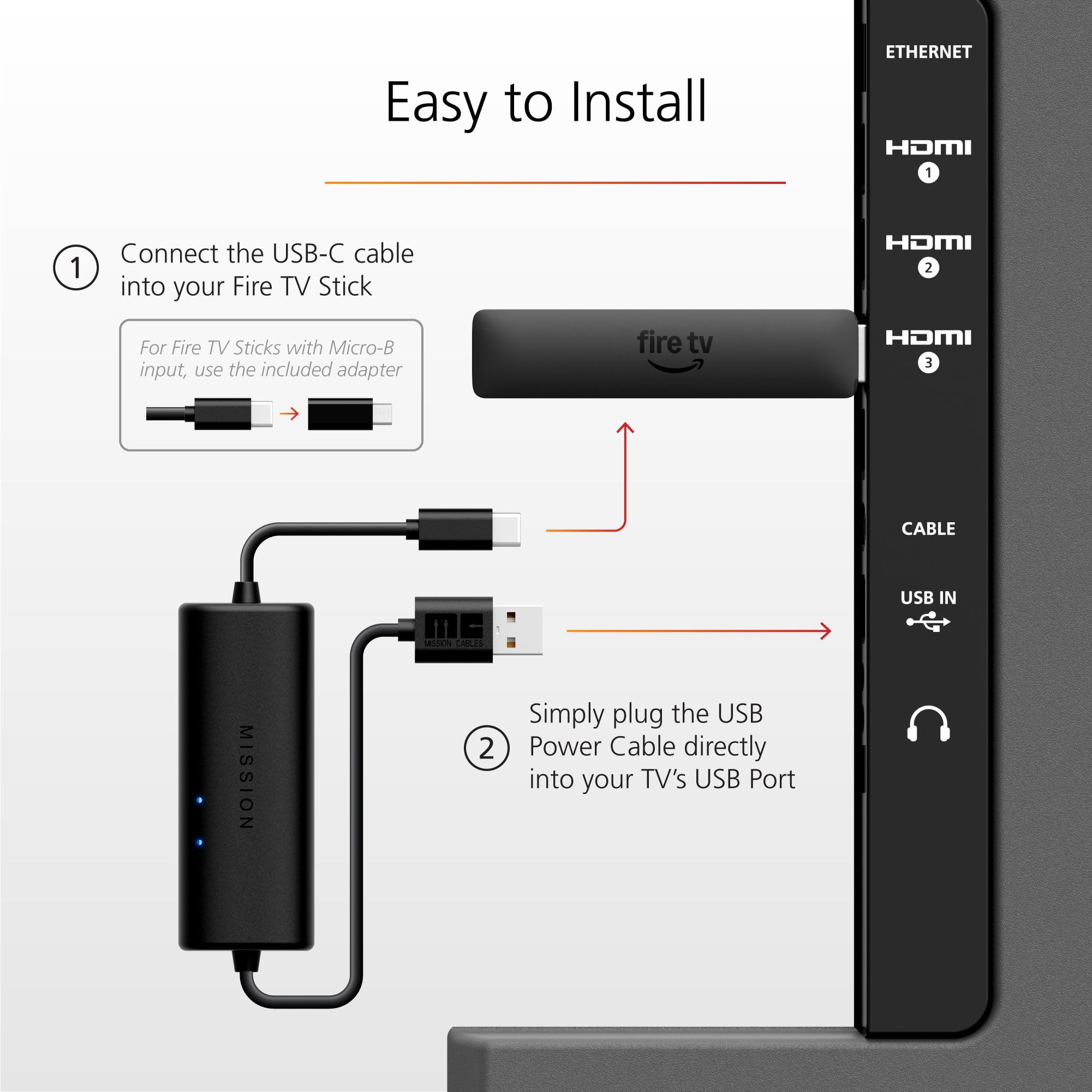 Mission Cables comparación de tamaño para apreciar la longitud y escala útil