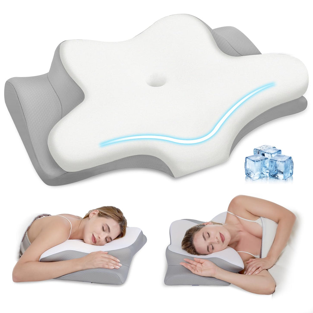 Missleep almohada frontal mostrando contorno ergonómico y soporte cervical