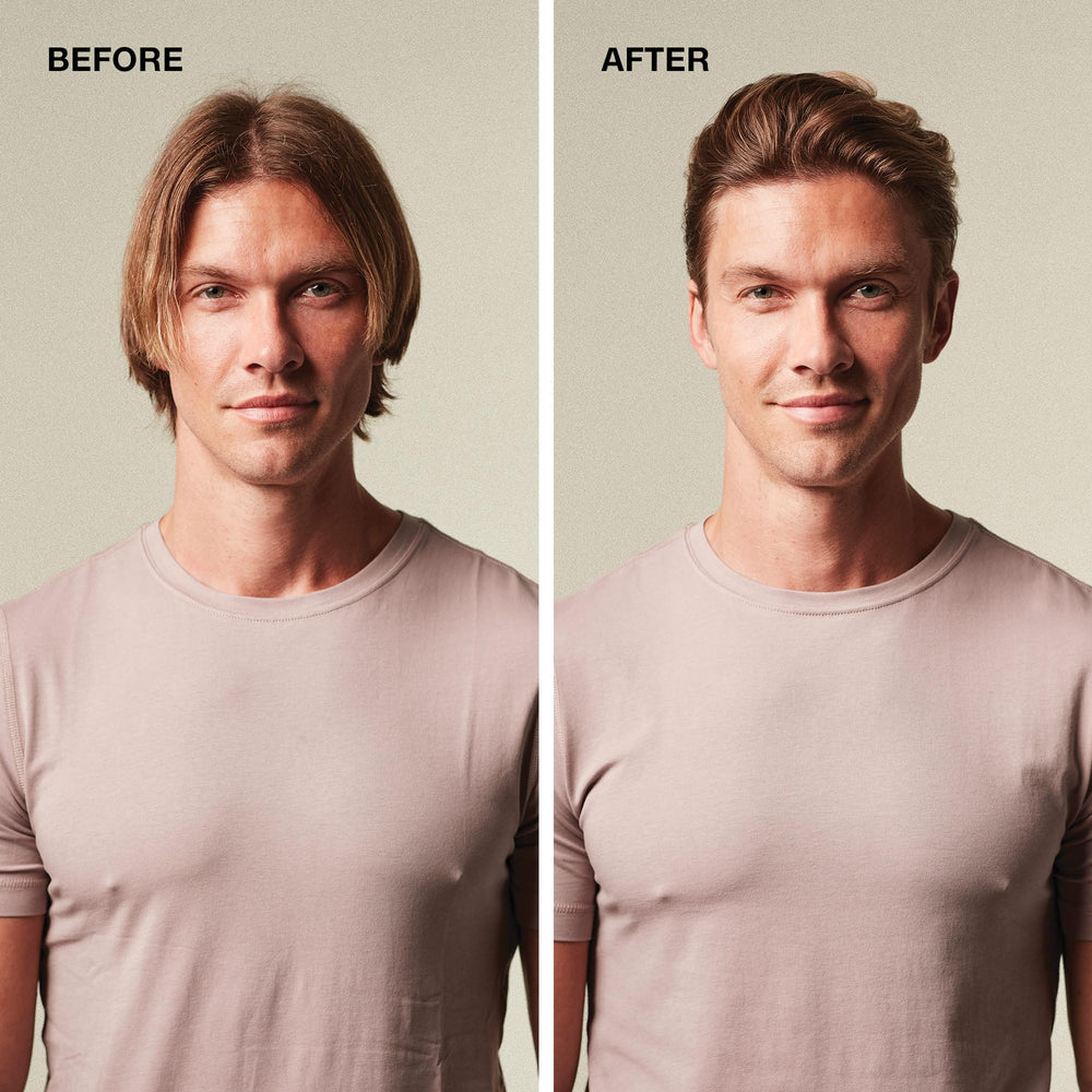 MITCH peinado antes y después, demuestra control y acabado natural