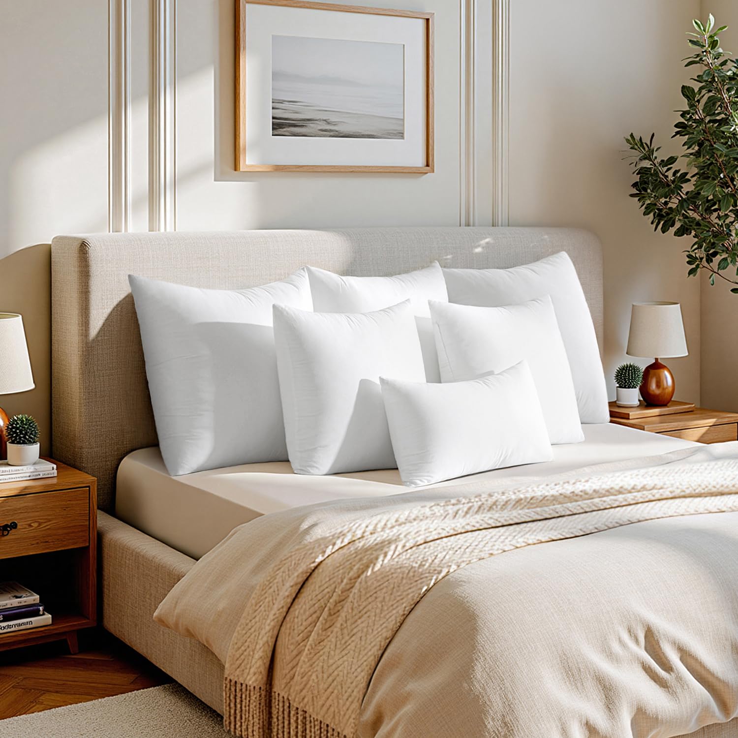 MIULEE conjunto de dos cojines colocado sobre cama para decoración