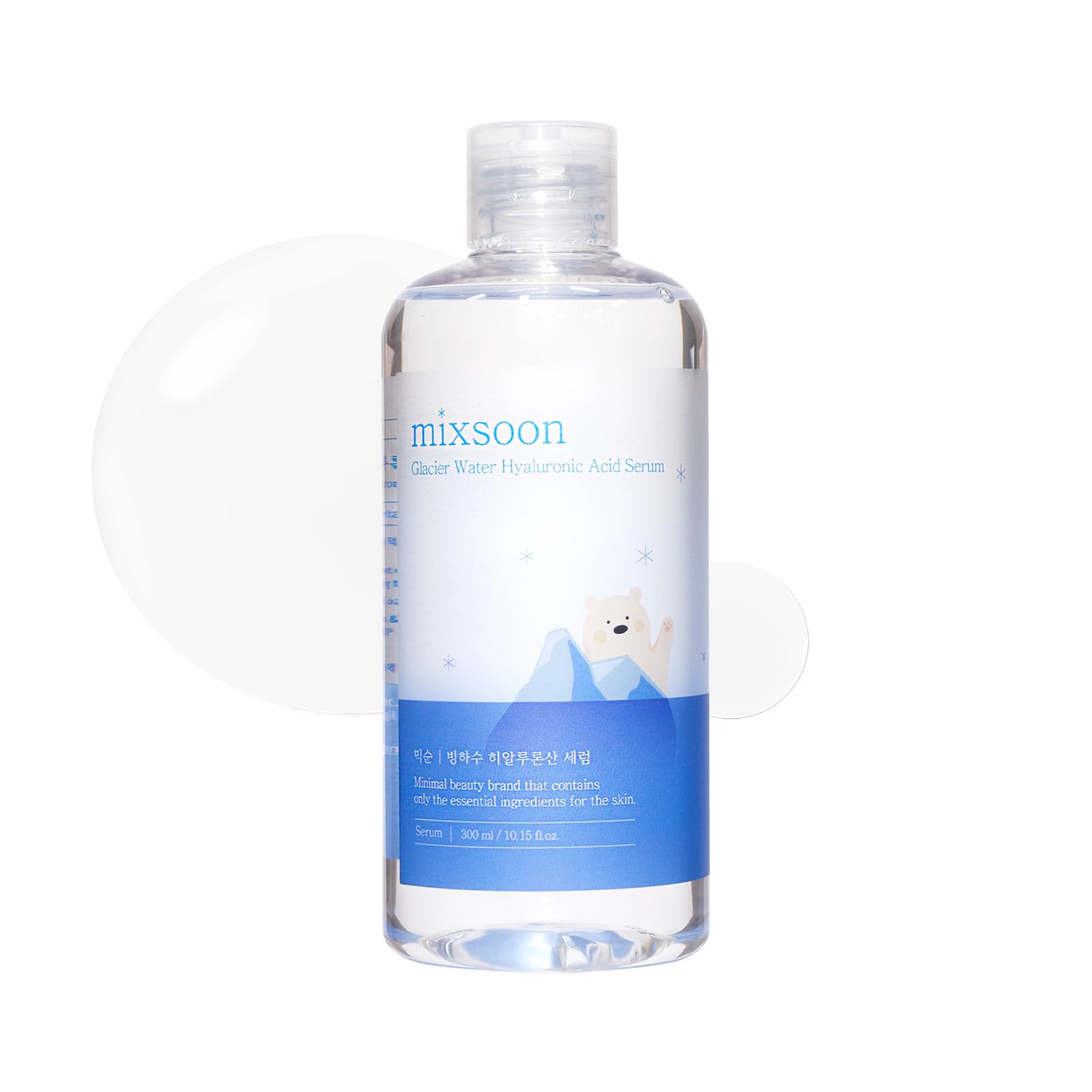 mixsoon botella frontal 300 ml mostrando aspecto y tamaño, hidratación duradera