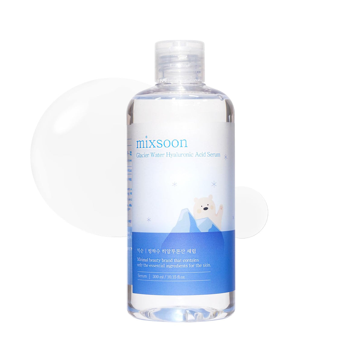 mixsoon botella frontal 300 ml mostrando aspecto y tamaño, hidratación duradera