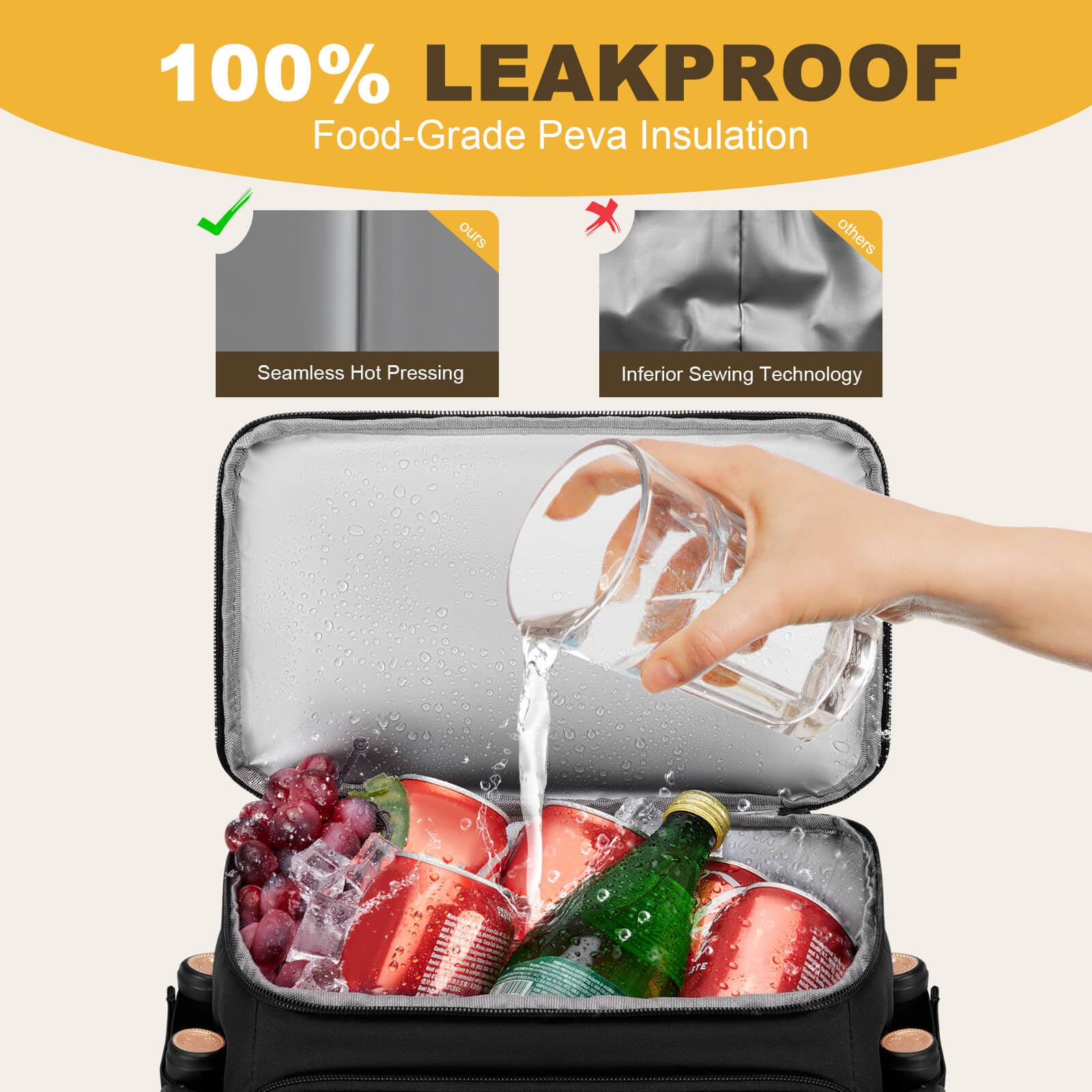 MIYCOO detalle del bolsillo con abrebotellas integrado para abrir bebidas fácil