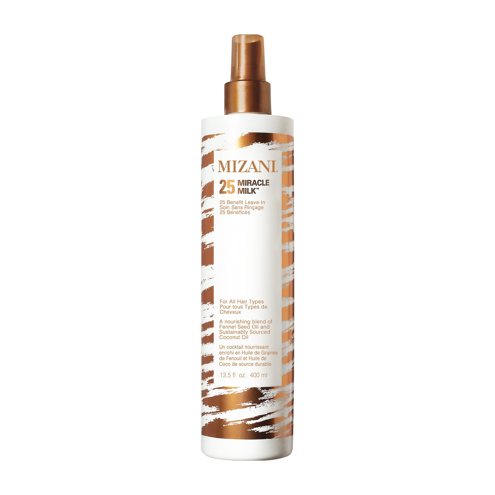 Mizani envase frontal 13.5 fl oz mostrando diseño y volumen del producto