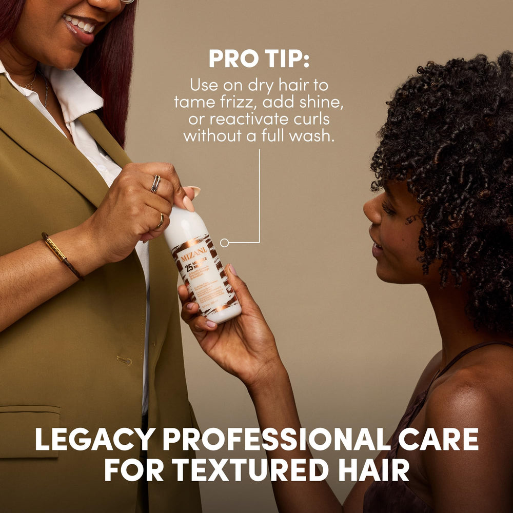 Mizani producto en baño lifestyle para rutina diaria y control de frizz