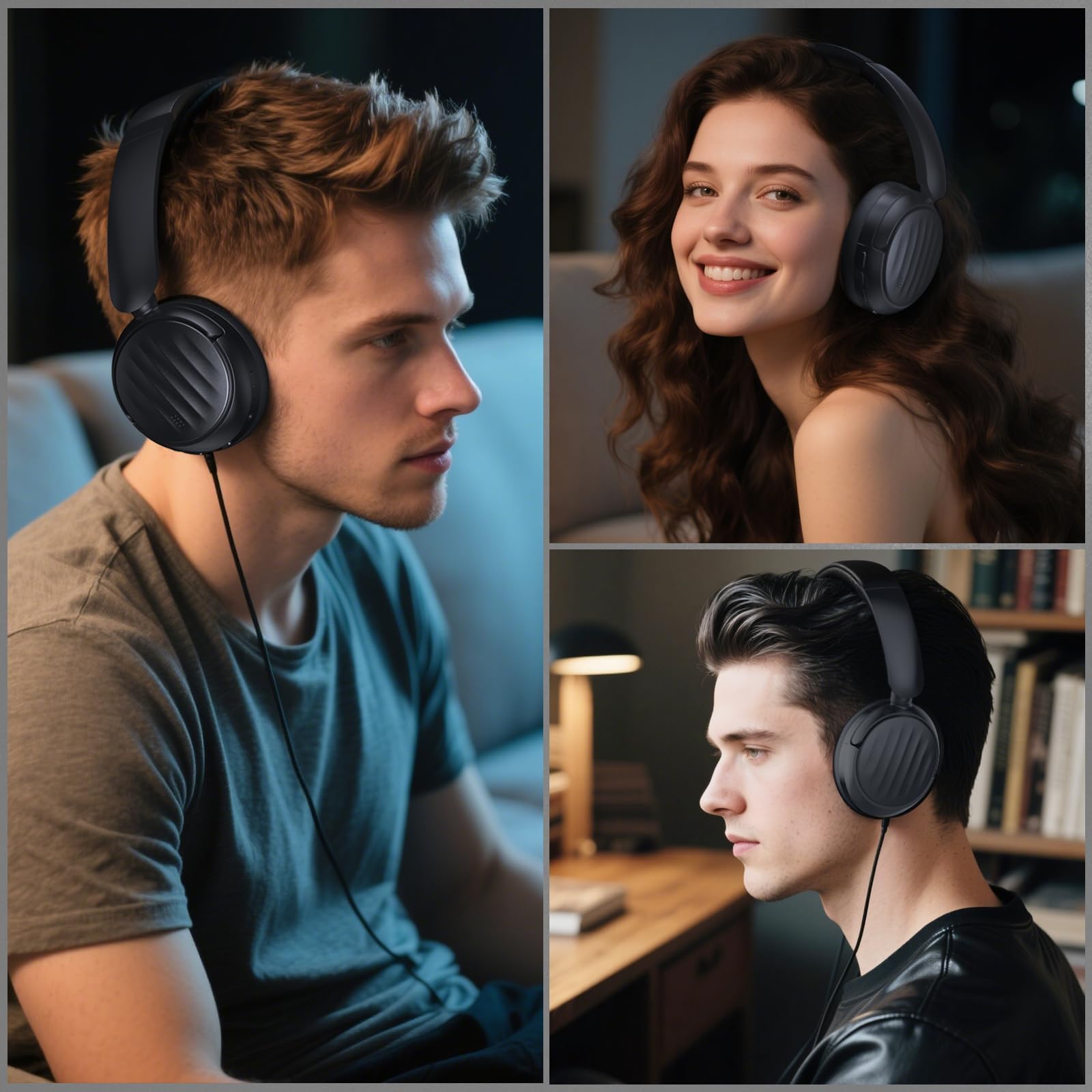 MMWOWARTS auriculares junto a libro para comparar tamaño, ligera y compacta