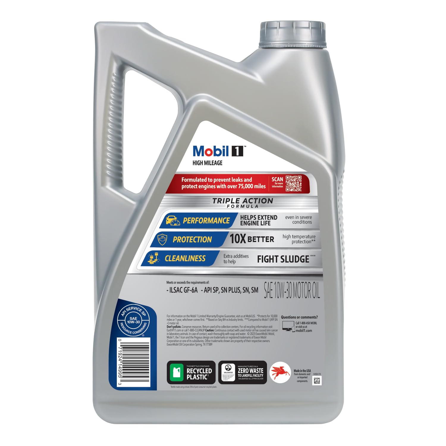 Mobil 1 cierre y vertedor de la botella destacando control de flujo