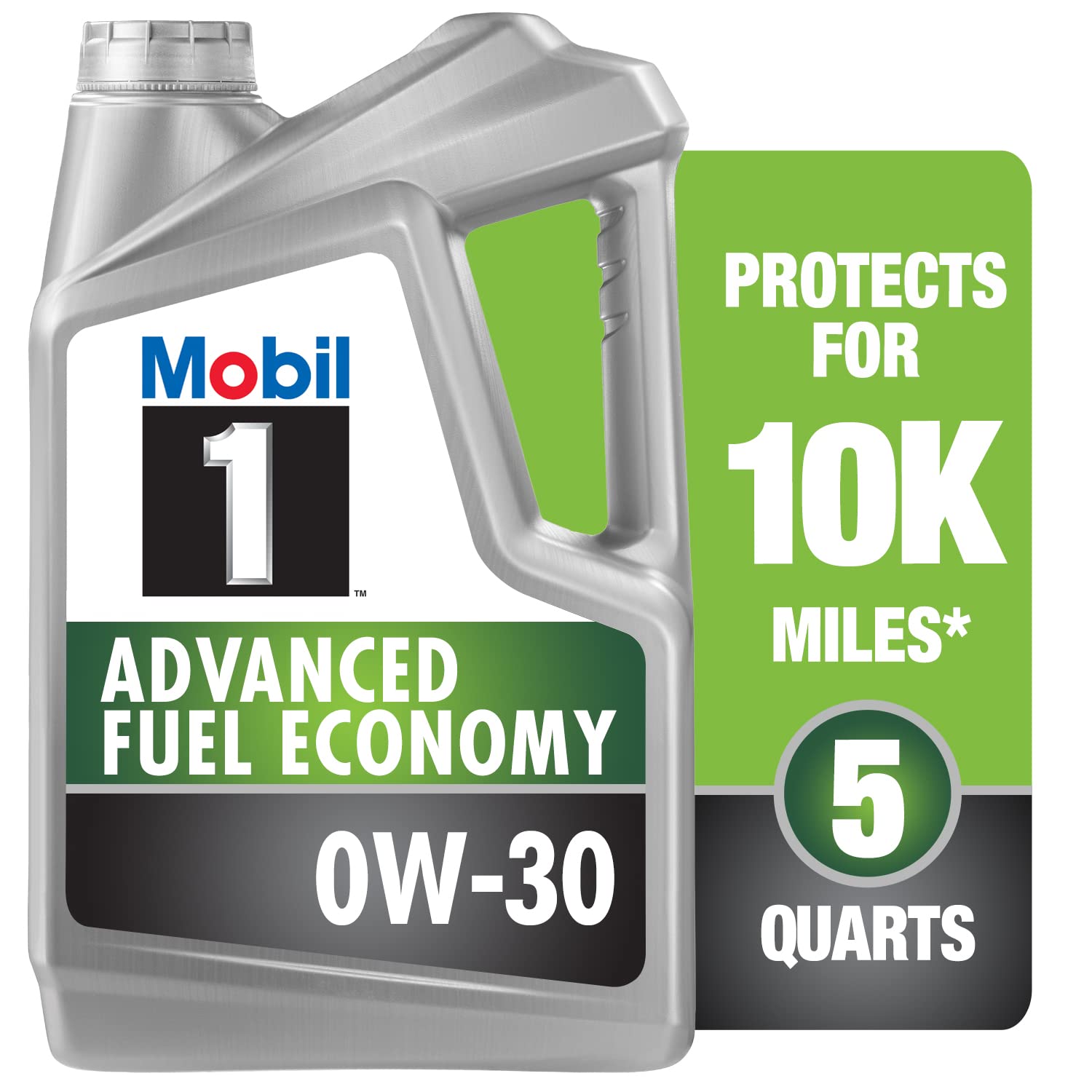 Mobil 1 envase frontal 5 quart mostrando identificación clara y ahorro