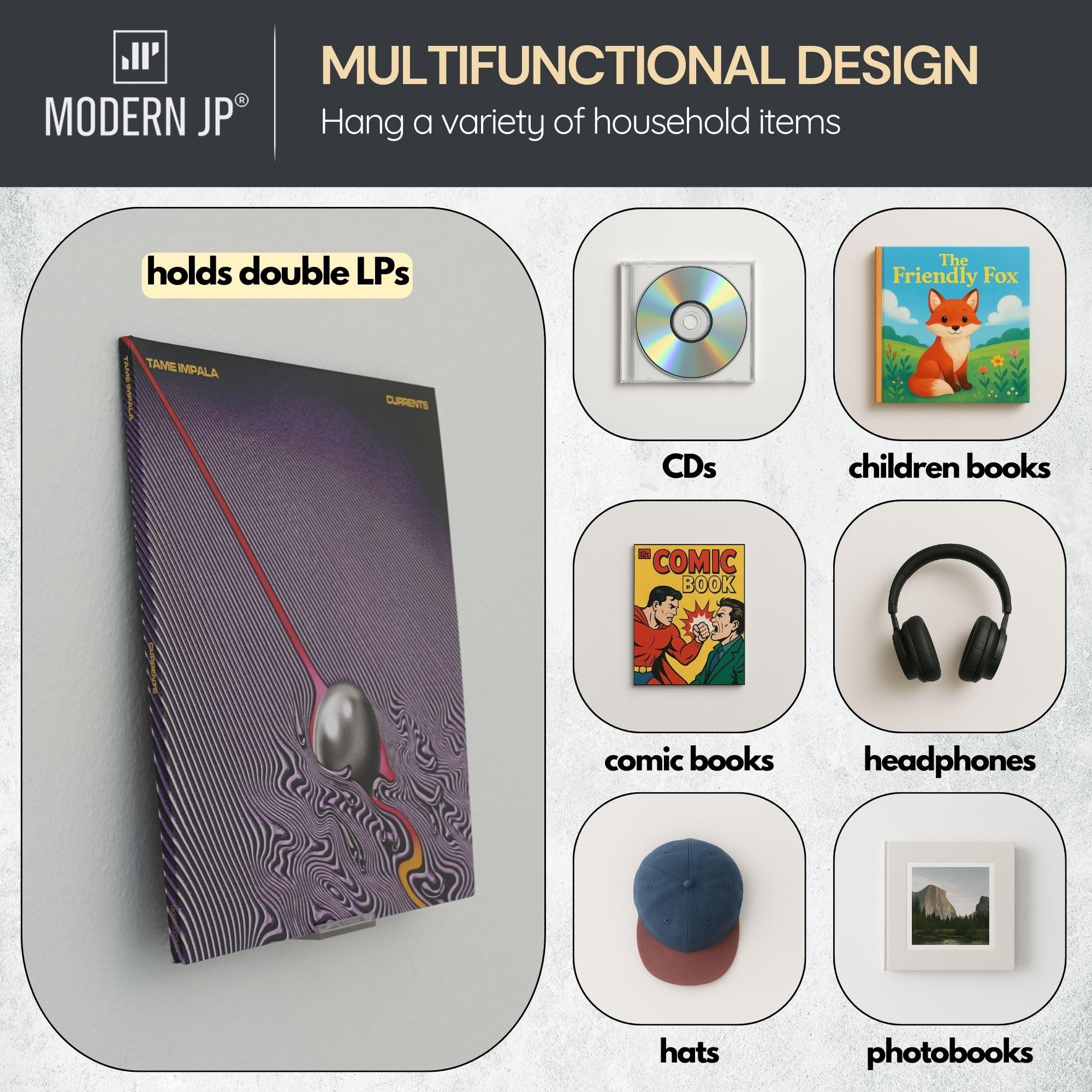 Modern JP kit con tornillos y adhesivos incluidos para instalación flexible