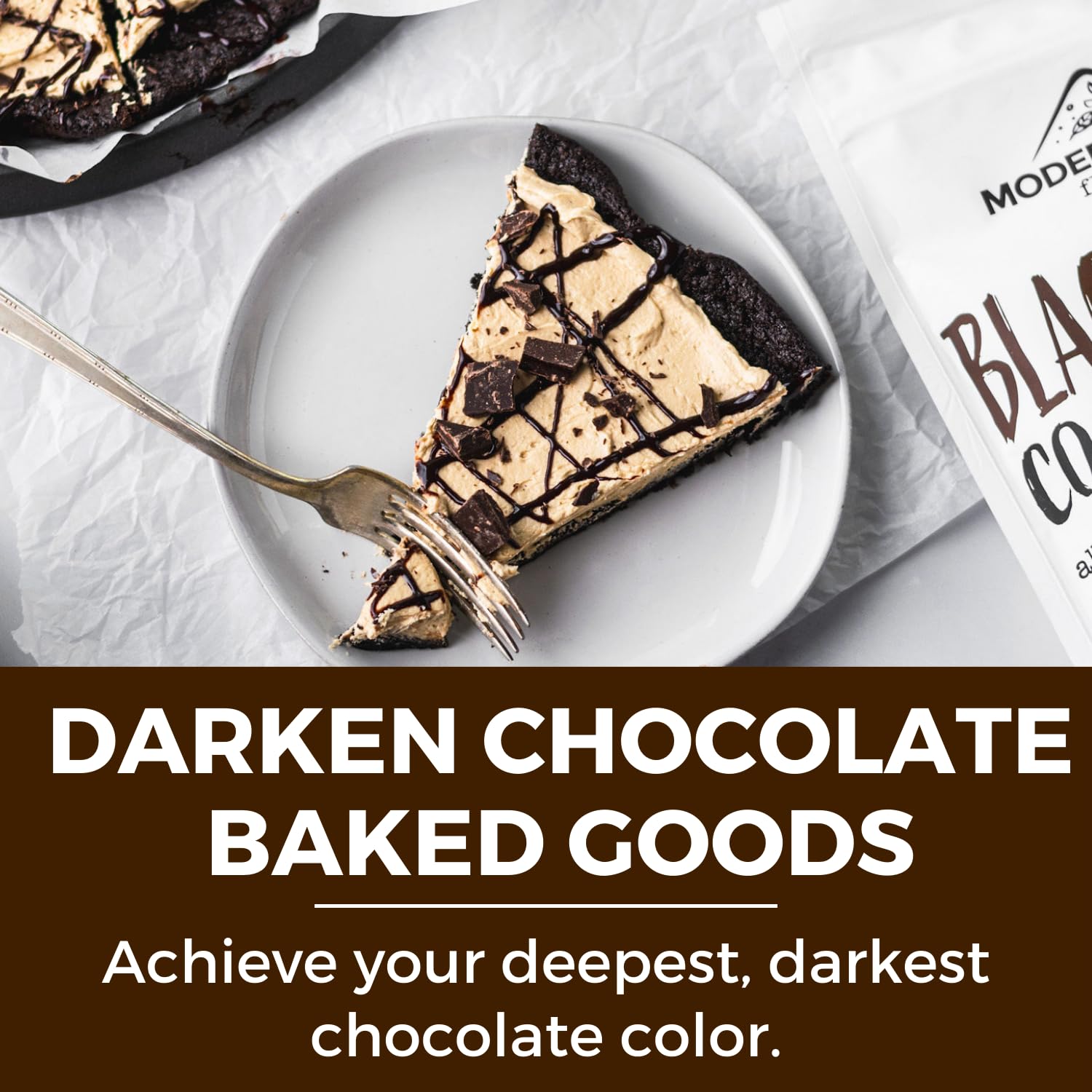 MODERN MOUNTAIN label close-up noting Dutch-processed cocoa and unsweetened benefit