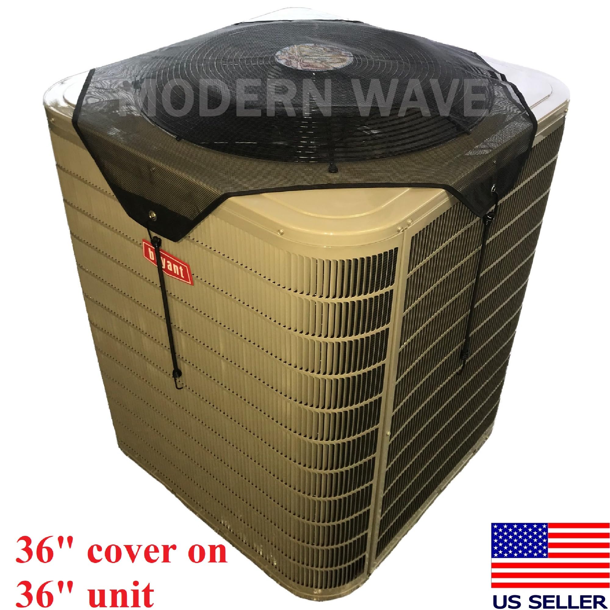 MODERN WAVE cubierta colocada sobre unidad exterior evitando hojas