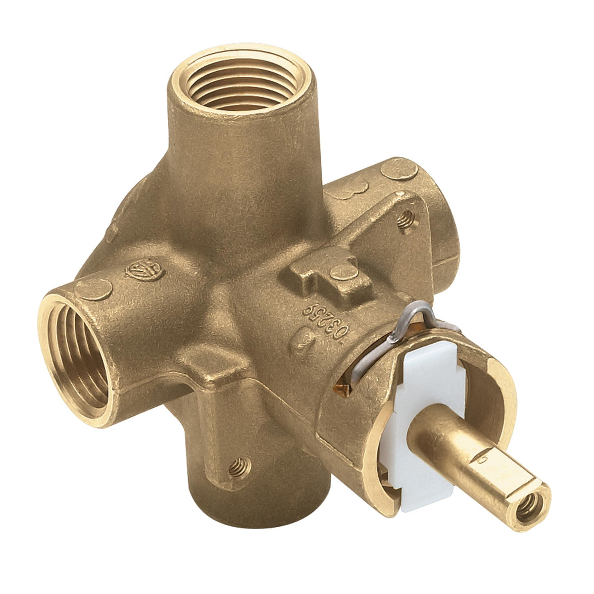 Moen PosiTemp 2510 front view showing valve ports and install readiness for reliability