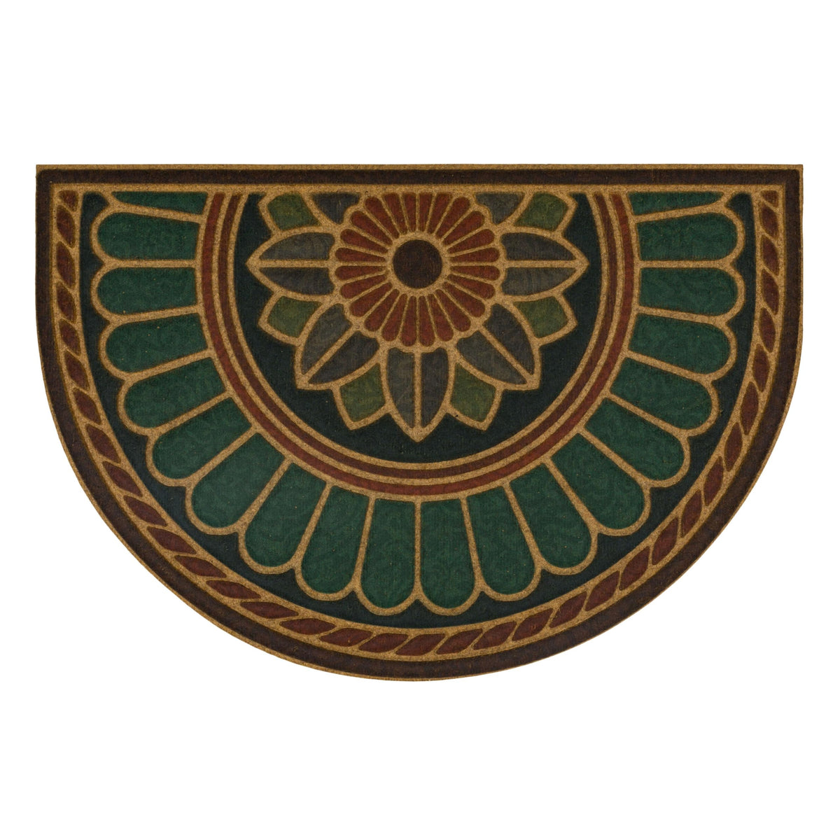 Mohawk Home felpudo frontal Ornamental Rust mostrando diseño y bienvenida