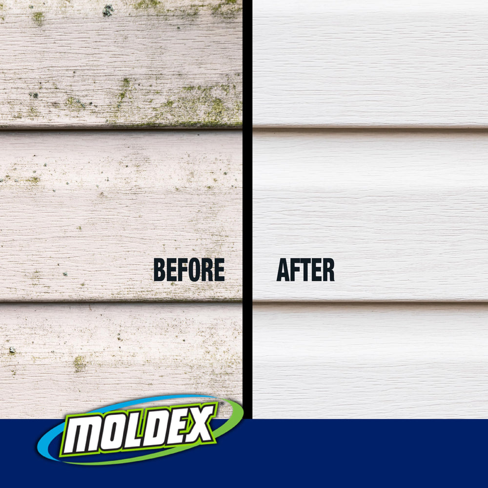 Moldex antes y después en revestimiento mostrando restauración visible