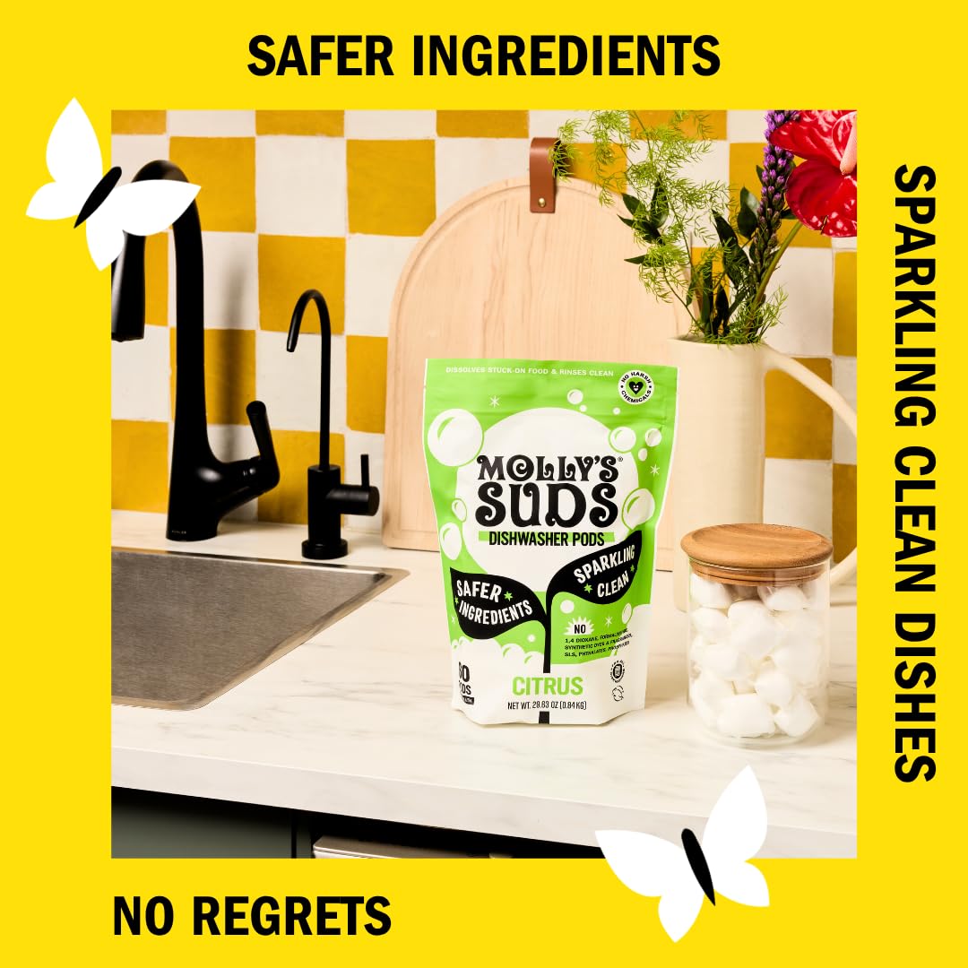 Molly's Suds caja abierta con medida para una carga precisa