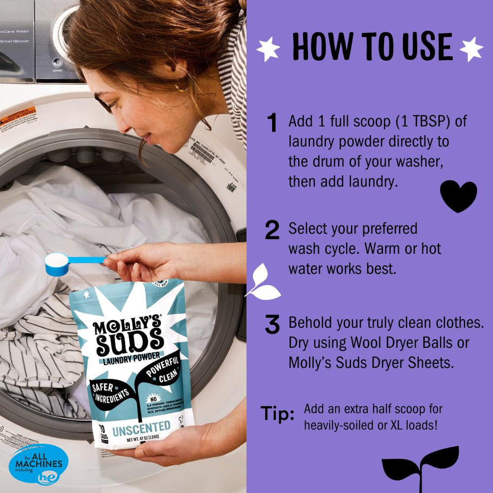 Molly's Suds etiqueta de ingredientes que resalta composición simple y segura