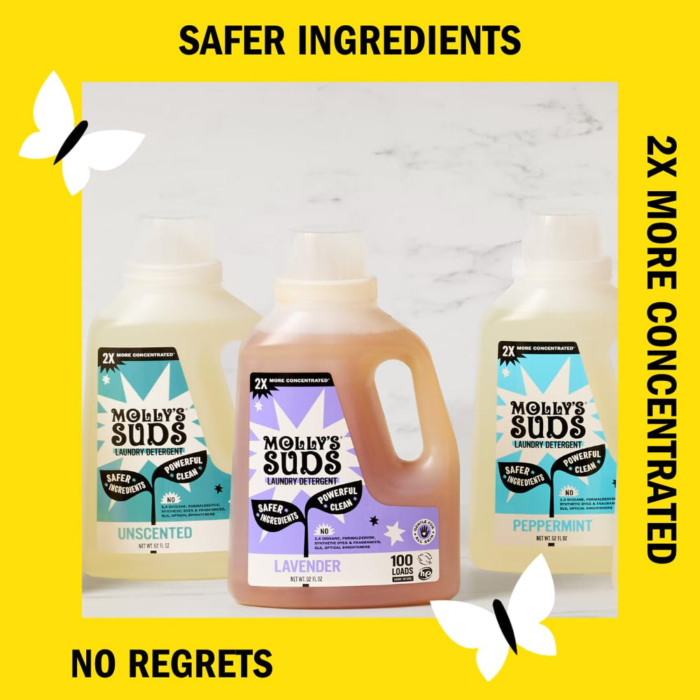 Molly's Suds textura líquida mostrando claridad y concentración, eficacia en manchas