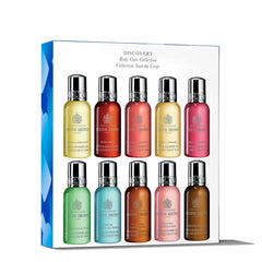 Molton Brown pack frontal con diez geles mini, muestra variedad y conveniencia