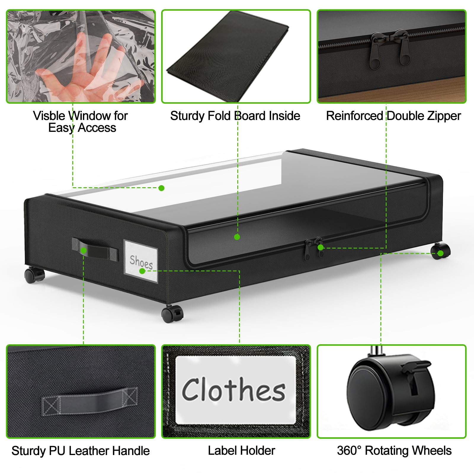 Molutsody contenedor en uso deslizado bajo cama para ahorrar espacio