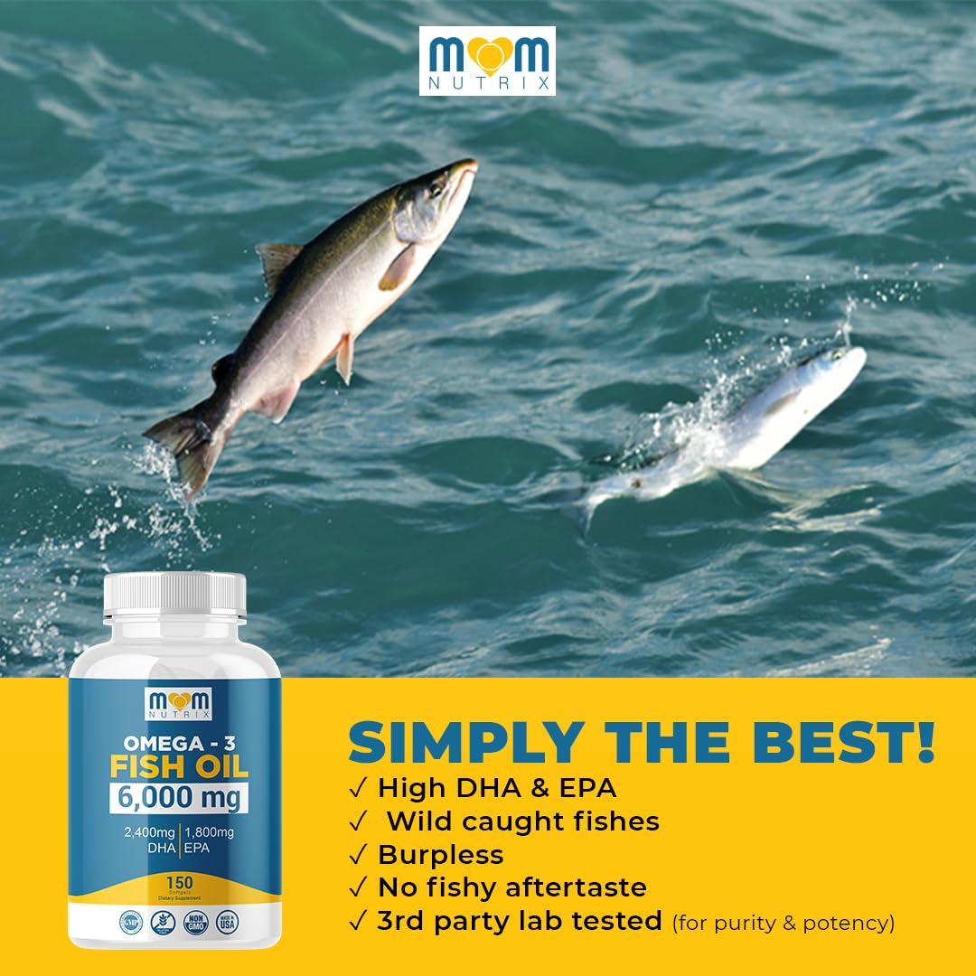 MOM NUTRIX aceite de pescado en gotero ilustrando origen salvaje y pureza