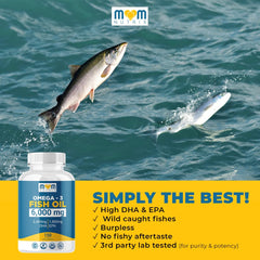 MOM NUTRIX aceite de pescado en gotero ilustrando origen salvaje y pureza