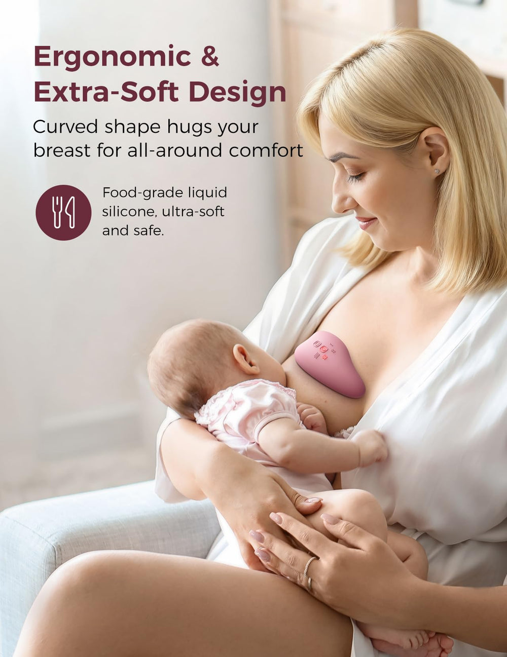 Ángulo lateral Momcozy A1Pro que resalta ergonomía y contacto estable
