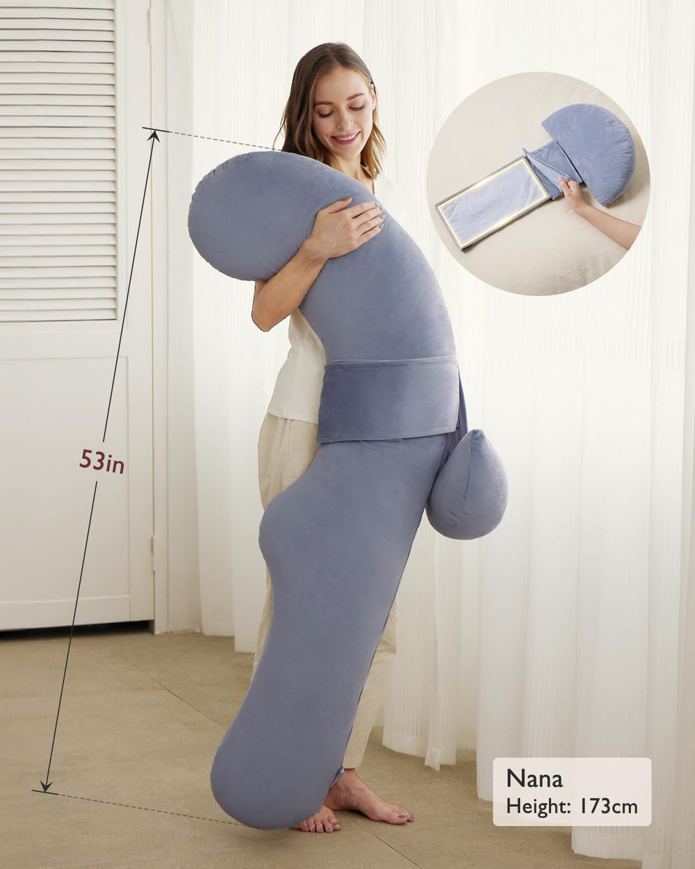 Momcozy ambiente de sala con almohada usada para lectura y descanso