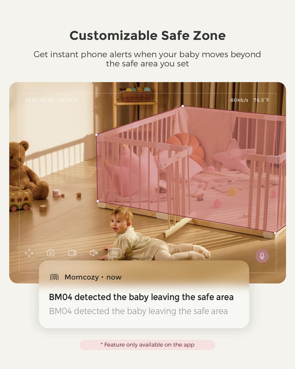 Momcozy demostración audio bidireccional para calmar al bebé